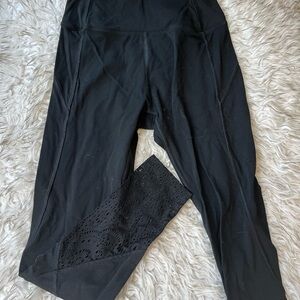 Black Leggings with Lace Detail